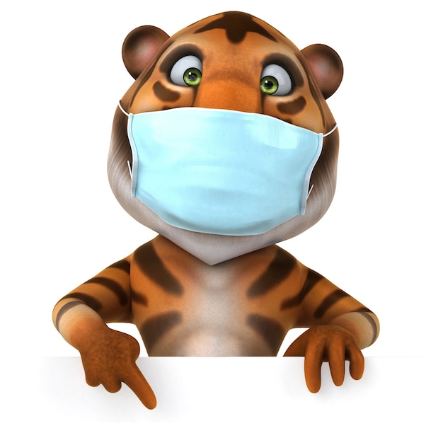 Spaß Cartoon Tiger mit einer Maske