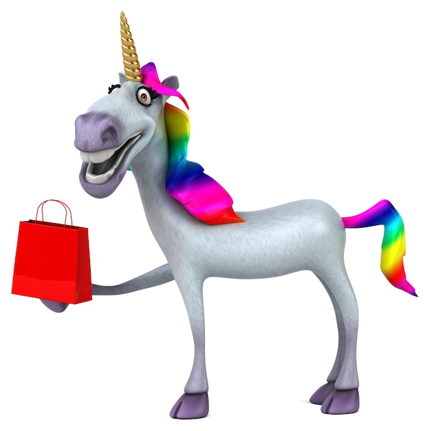 Spaß Einhorn 3D-Illustration