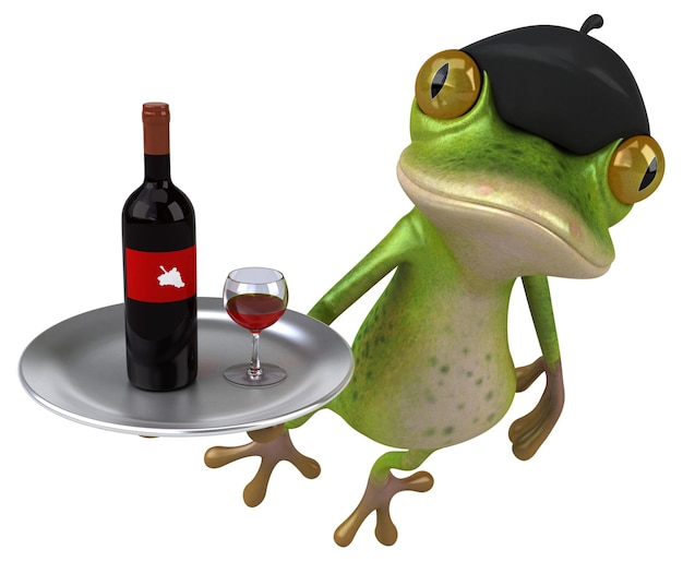 Spaß Französisch Frosch 3D-Illustration