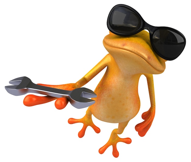 Spaß gelbe Frosch 3D-Illustration