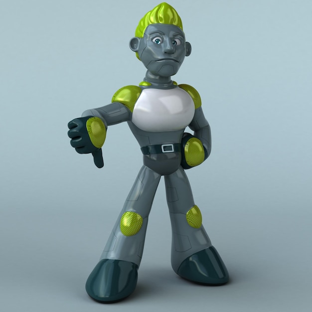 Spaß grüner Roboter 3D-Illustration