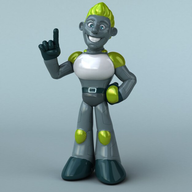 Foto spaß grüner roboter - 3d-illustration