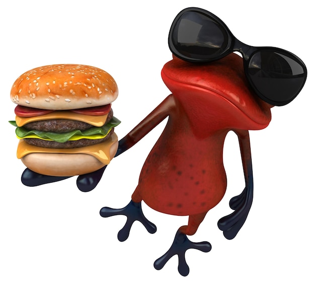 Foto spaß roter frosch 3d-illustration