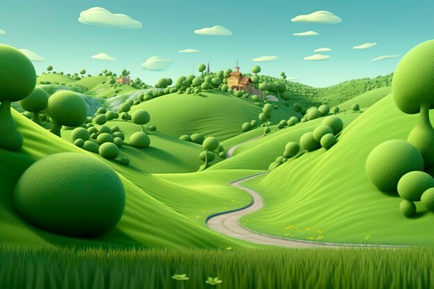 Spaß und Freude Pixar Rolling Green Hills Eine visuelle Reise KI Generative