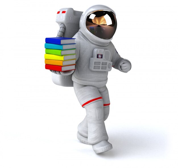 Spaßastronaut mit Büchern