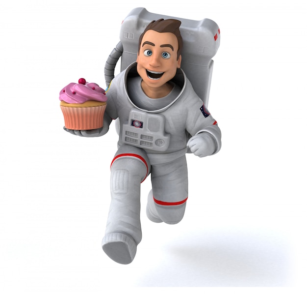 Spaßastronaut mit Cupcake