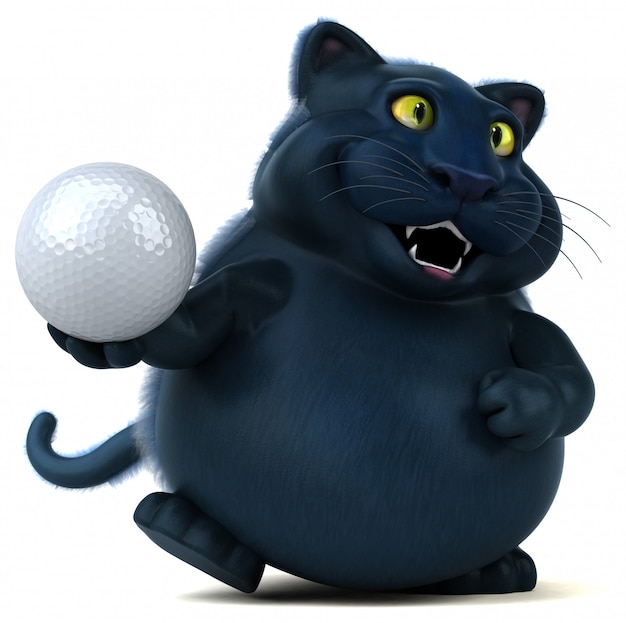 Spaßkatze mit weißem Golfball