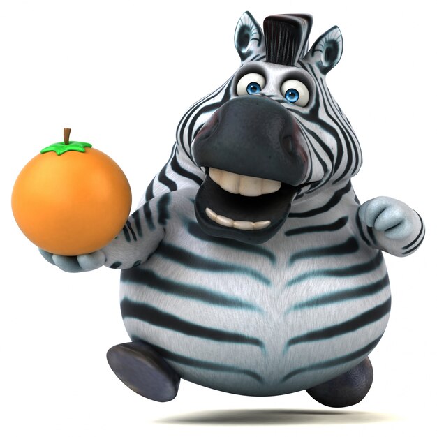 Spaßzebra mit Orangenfrucht