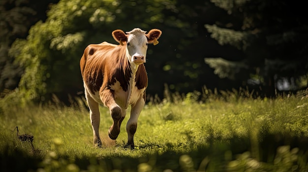 Spazierende Kuh auf der Weide