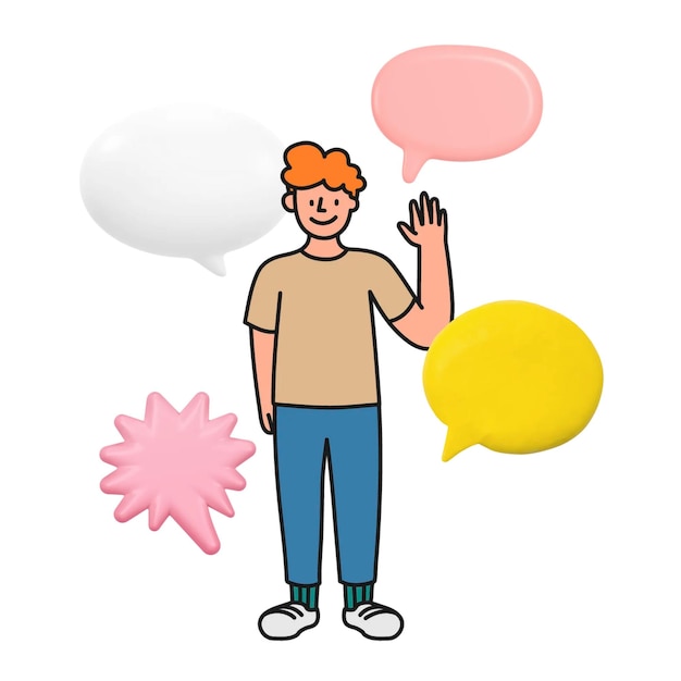Speech bubbles png happy man collage remix durchsichtiger Hintergrund
