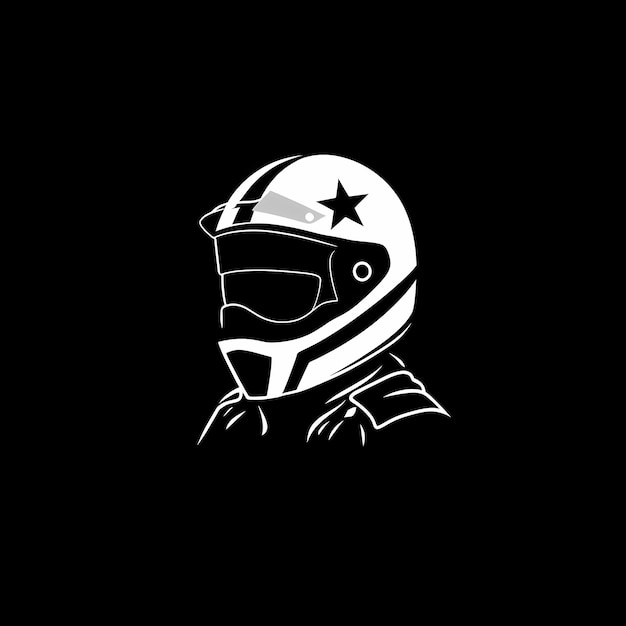 Foto speed demon icono minimalista en blanco y negro de un motociclista con casco