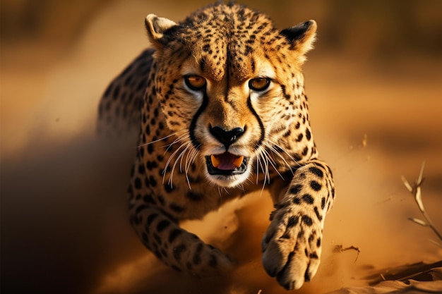 Speedster africano Cheetah correndo na natureza mostrando incrível movimento da vida selvagem