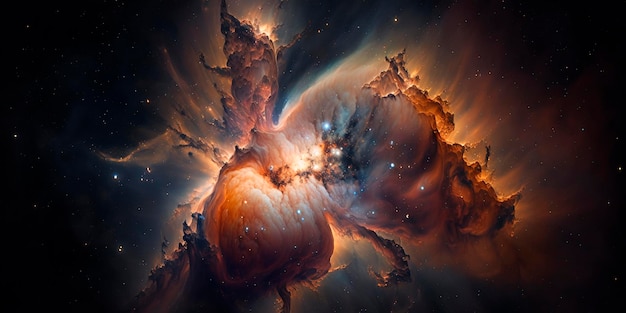Spektakulärer Blick auf den Orionnebel in lebendigen Farben und komplizierten Details