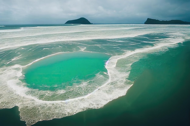 Spektakuläres Drohnenfoto des Strandes für ein erfrischendes und ruhiges Konzept