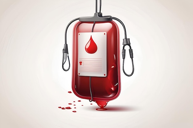 Spenden Sie heute Blut Ein Blutbeutel auf weißem Hintergrund fordert Sie auf, Leben zu retten