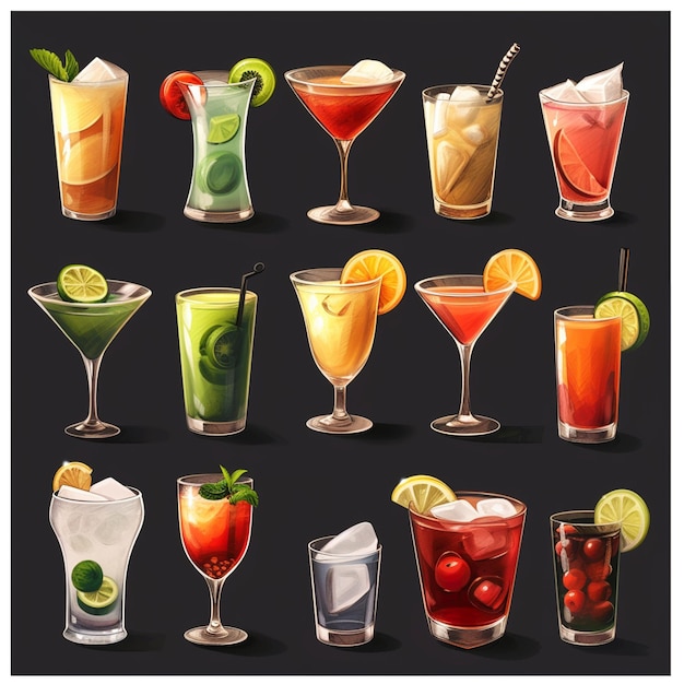 Foto spezial cocktail mit eis an der bar glamour-stil fruchtsirupe auf einer tropischen insel