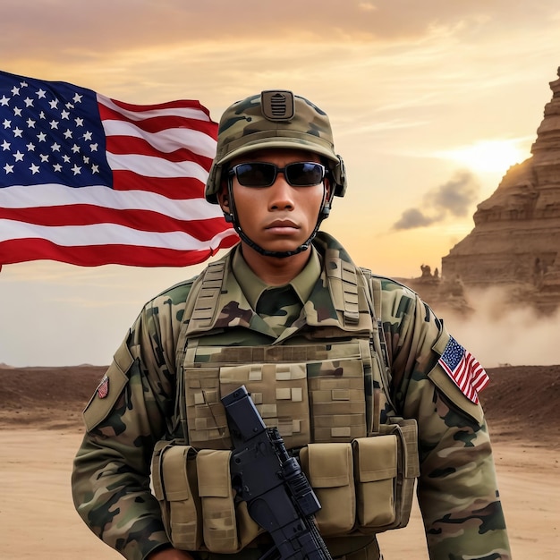 Spezialeinheiten Soldat der Vereinigten Staaten oder privater militärischer Auftragnehmer Flagge der Vereinigten Staaten