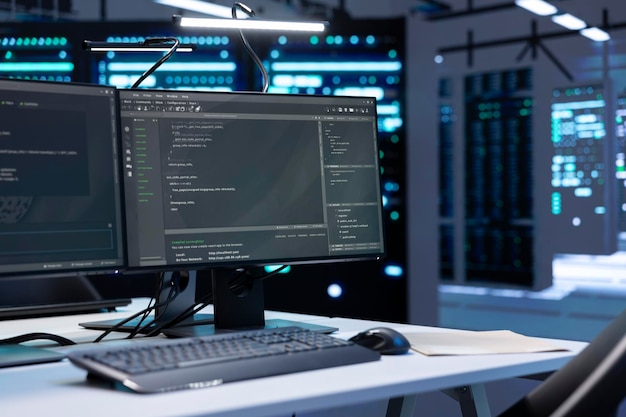 Spezialist für die Wartung von Server-Racks mit Hilfe eines PCs