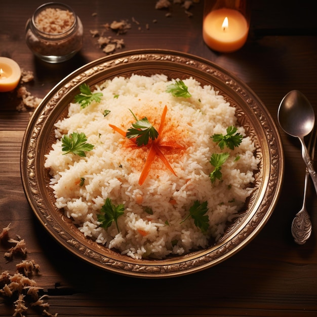 Spezieller Teller mit gekochtem Reis