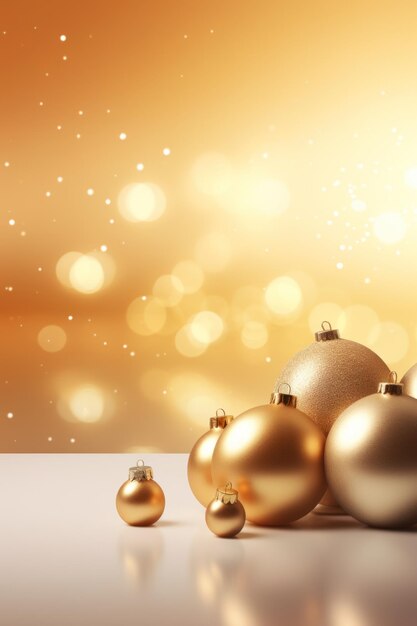 spezielles Design für das neue Jahr aus Weihnachtsbaum Spielzeug goldene Bälle auf einem goldenen Hintergrund