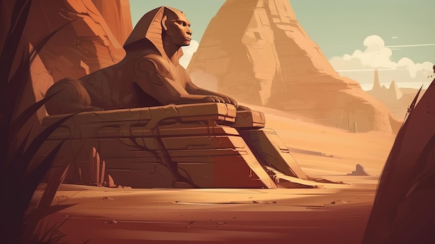 Sphinx bewacht einen geheimen Tempel Fantasy-Konzept Illustrationsmalerei Generative KI