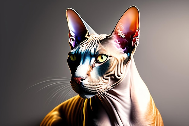 Sphynx-Katze isoliert auf transparentem Hintergrund Porträt einer Katze Digitale Kunst