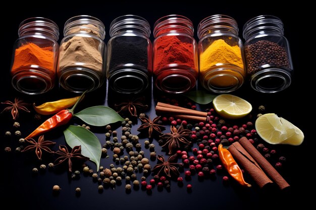 Spice symphony uma mistura de ervas e sabores em preto