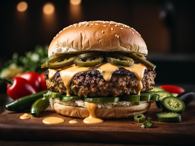 Spicy Jalapeo Burger Ein Burger mit Jalapeo-Paprika, Pepper-Jack-Käse und würziger Mayonnaise