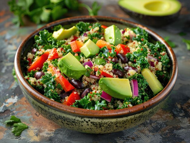 Spicy KALE und QUINOA schwarzer Bohnensalat