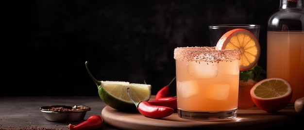Spicy Paloma Ein mexikanischer Cocktail mit Grapefruitsaft, Limettensaft, Tequila und Jalapenosirup