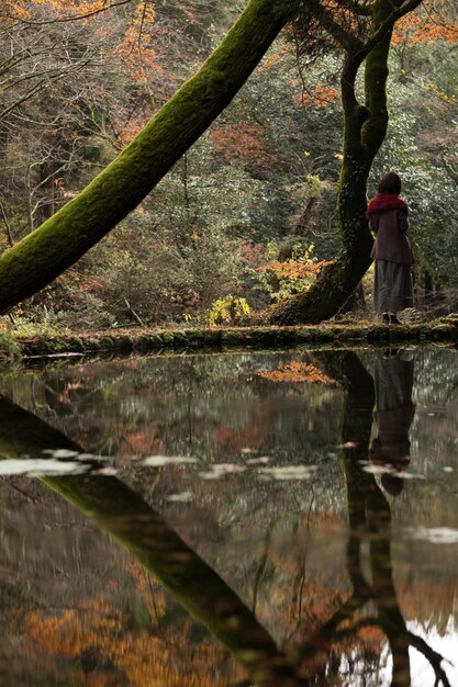 Foto spiegelung eines baumes im wasser