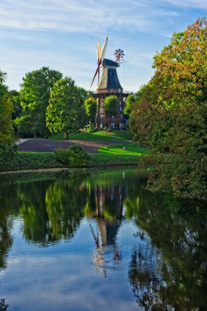 Foto spiegelung von bäumen im see gegen den himmel