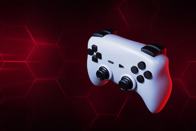 Spielcontroller 3D-Illustration auf rotem Hintergrund