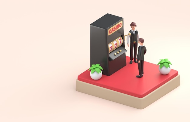 Spielen mit Spielautomaten 3D-Illustration