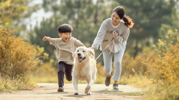 spielerischer Hund und sein Besitzer in der Natur im Freien pragma