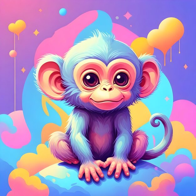 Spielhafte Baby-Affen-Clip-Art ablenkt mit Süße