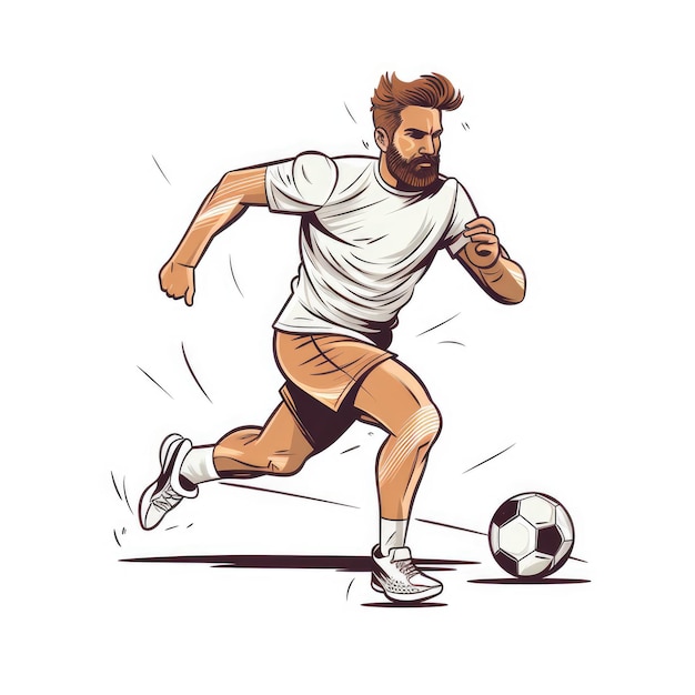 Spielhafte und vereinfachte Fußball-Clip Art minimalistischer Cartoon-Stil mit dicken Umrissen