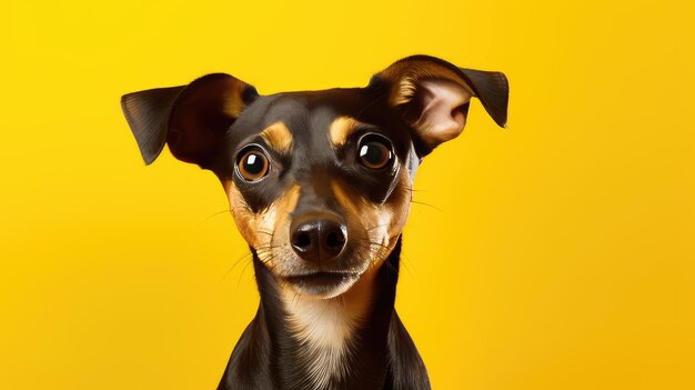 Spieliger Hund auf Gelb