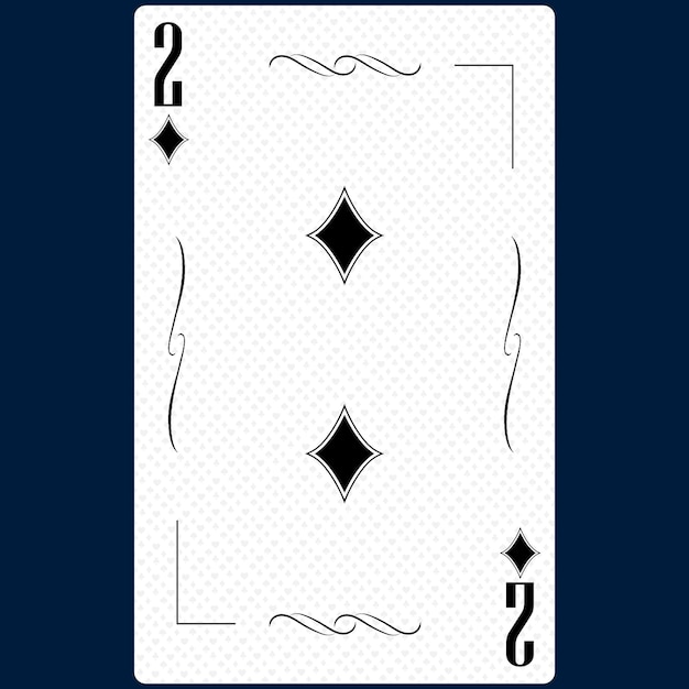 Spielkarte Zwei Anzug Diamant 2 Schwarz-Weiß-modernes Design Poker in Standardgröße Poker Casino 3D render 3D-Darstellung