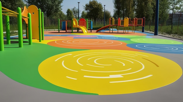 Spielplatz für Kinder mit einer modernen schützenden und sicheren Beschichtung Generative Ai