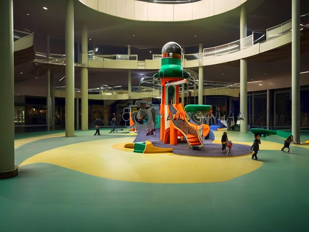 Foto spielplatz mit niemandem nostalgisch kindisch im einkaufszentrum realistisches bild herunterladen