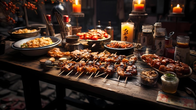 Spieße mit Yakitori