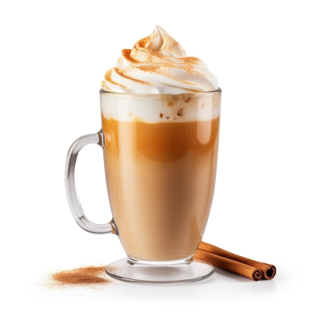 Spiked Pumpkin Spice Latte isolado em fundo branco IA generativa