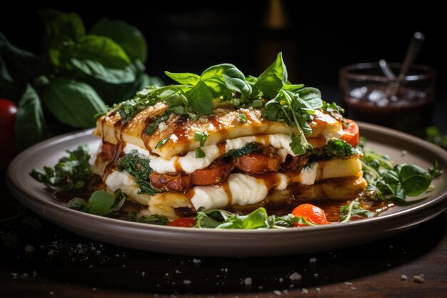 Foto spinat-ricotta-lasagne, ein generativer italienischer genuss