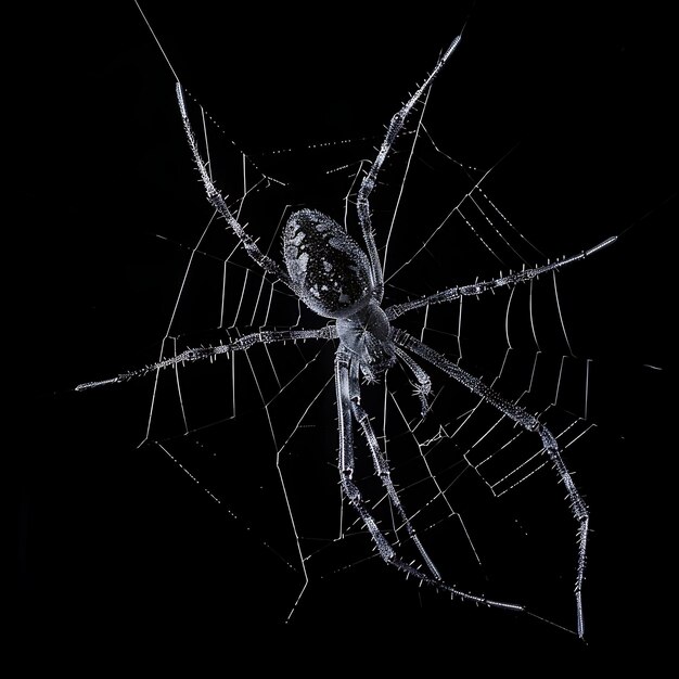 Spinne geformt in Webmaterial Transparent mit klarer flüssiger Hintergrundkunst Y2K Glowing Concept