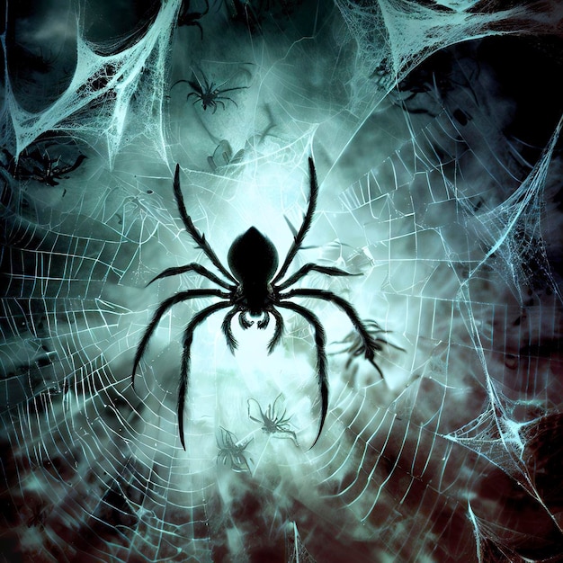 Spinnen- und Spinnweben-Hintergrund Das beängstigende Halloween-Symbol