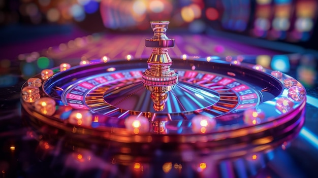 Spinnendes Casino-Rad mit umgebenden Lichtern