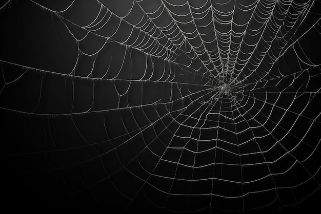 Spinnennetz auf schwarzem Hintergrund