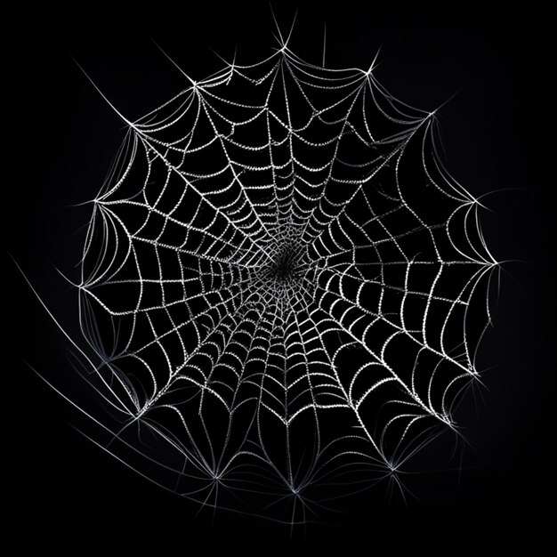Foto spinnennetz auf schwarzem hintergrund