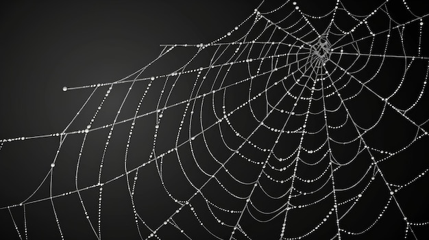 Spinnennetz-Hintergrund für Halloween-Konzept Modernes beängstigendes Spinnennett auf schwarzem Hintergrund Gruselige Dekorationstextur mit weißer dünner klebriger Fadenlinie auf dunkler Farbe Dies ist eine Spinnenscheibe für